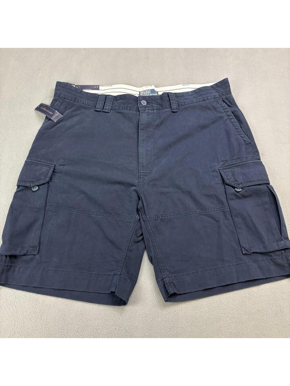 Vintage Polo Ralph Lauren Chino Military Cargo Shorts Size 44B Blue NEW WITH TAG